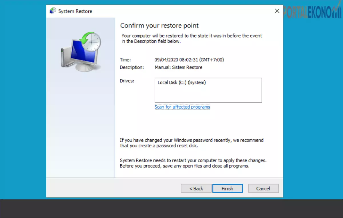 Cara Mudah Untuk Restore Windows 10 1.12